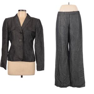 CALVIN KLEIN Linen Blazer Wide Leg Pant Work Suit